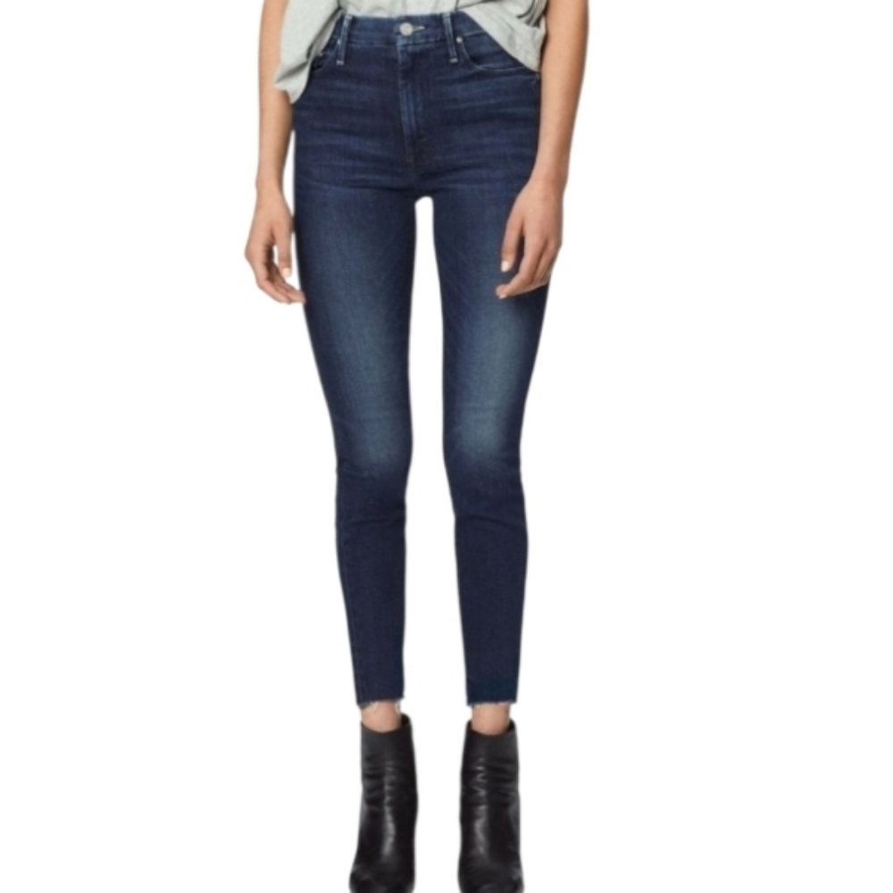 Mother The Looker Mid-Rise Ankle Fray Skinny Jeans